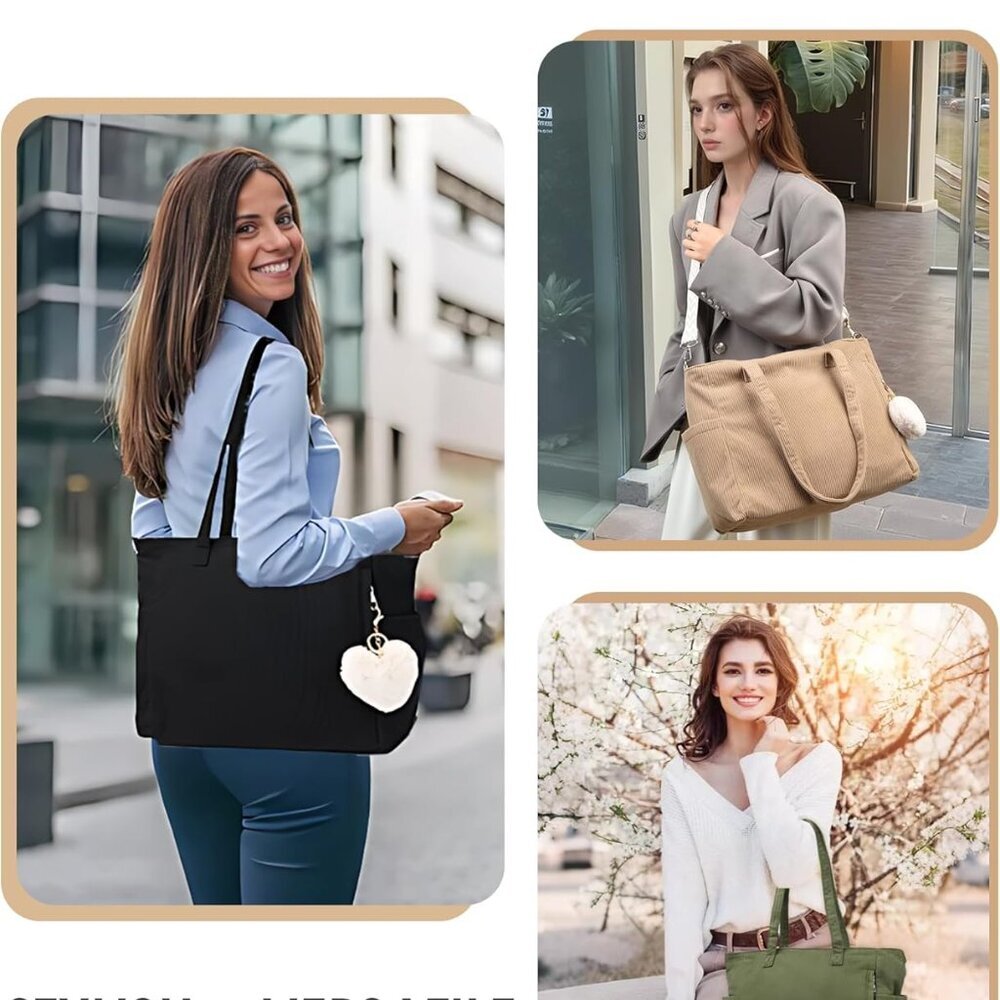 Elegant Black Corduroy Tote Bag - Spacious And Fu… - image 7